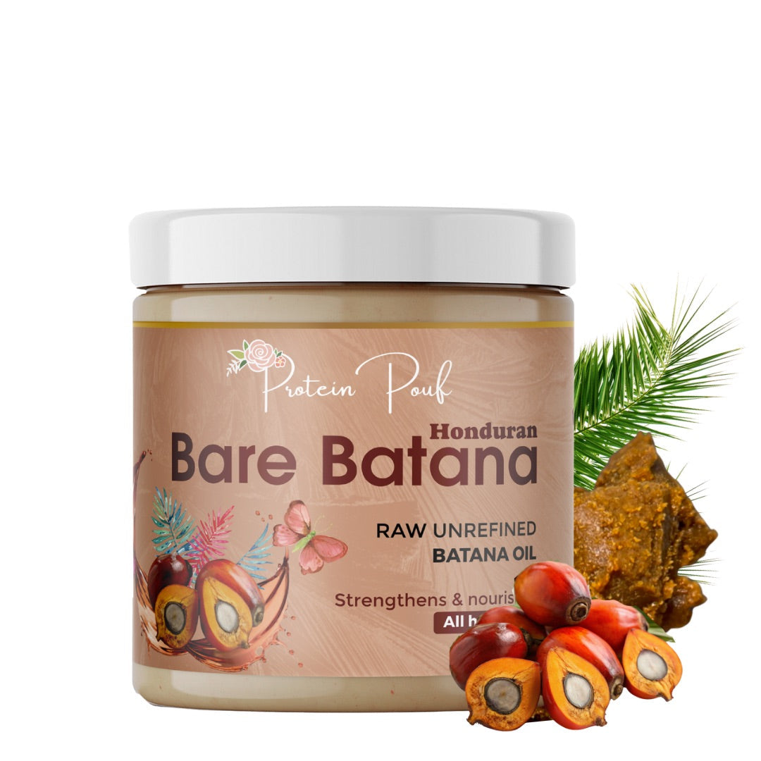 protein Pouf Bare Batana: Honduran imported RAW UNREFINED ORGANIC Batana Oil