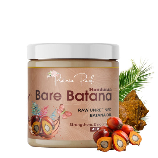 protein Pouf Bare Batana: Honduran imported RAW UNREFINED ORGANIC Batana Oil