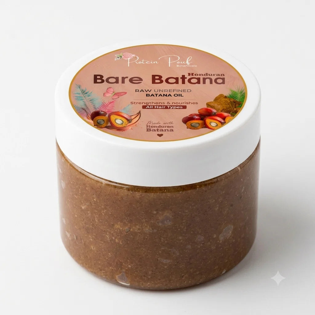 Protein Pouf Bare Batana: Honduran imported RAW UNREFINED ORGANIC Batana Oil