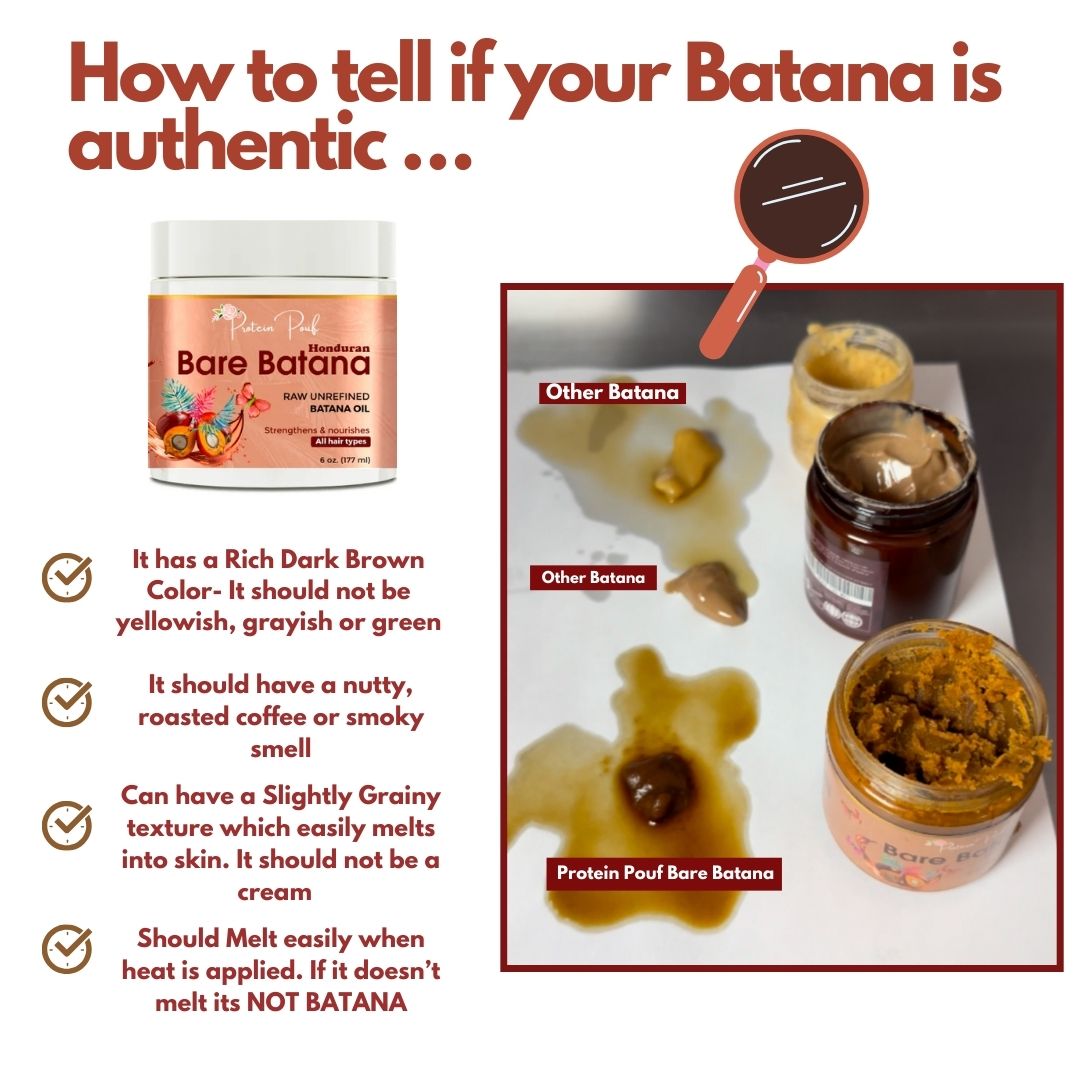 protein Pouf Bare Batana: Honduran imported RAW UNREFINED ORGANIC Batana Oil